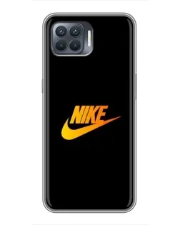 Чехол для OPPO Reno 4 Lite с картинкой «Золотой логотип Nike»
