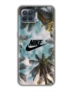 Чехол для OPPO Reno 4 Lite с картинкой «Тропический принт Nike»