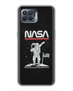 Чехол для OPPO Reno 4 Lite с картинкой «NASA — шагаем по Луне»