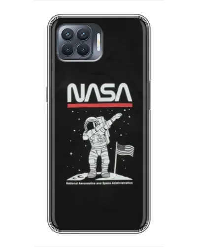 Чехол для OPPO Reno 4 Lite с картинкой «NASA — шагаем по Луне»