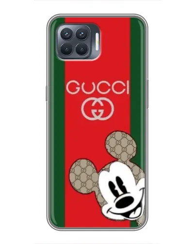 Чехол для OPPO Reno 4 Lite с картинкой «Gucci — полосы и Микки»