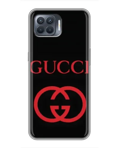 Чехол для OPPO Reno 4 Lite с картинкой «Gucci — красный логотип»