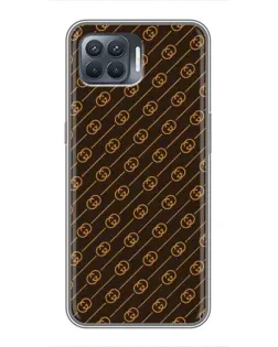 Чехол для OPPO Reno 4 Lite с картинкой «Gucci — золотые диагонали»