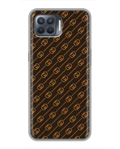 Чехол для OPPO Reno 4 Lite с картинкой «Gucci — золотые диагонали»