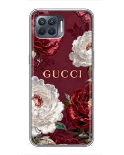 Чохол для OPPO Reno 4 Lite з картинкою «Gucci — бордові троянди»