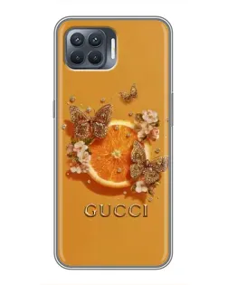 Чохол для OPPO Reno 4 Lite з картинкою «Gucci — золоті метелики»