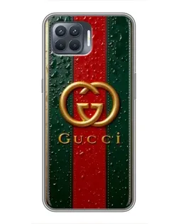 Чохол для OPPO Reno 4 Lite з картинкою «Gucci — фірмова смуга та золото»