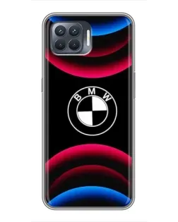 Чехол для OPPO Reno 4 Lite с картинкой «Логотип BMW и неоновые дуги»