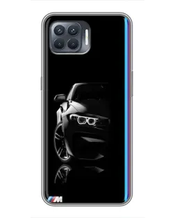 Чехол для OPPO Reno 4 Lite с картинкой «Силуэт BMW в темноте»