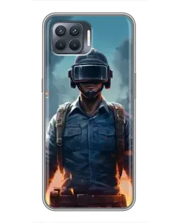 Чехол для OPPO Reno 4 Lite с картинкой «PUBG — реалистичный герой»