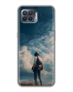 Чехол для OPPO Reno 4 Lite с картинкой «Герой PUBG на скале»