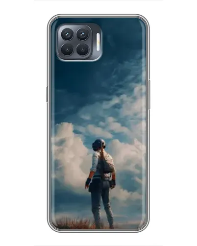 Чехол для OPPO Reno 4 Lite с картинкой «Герой PUBG на скале»