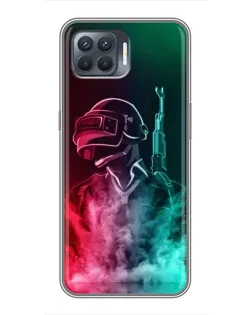 Чехол для OPPO Reno 4 Lite с картинкой «PUBG — огненный воин»