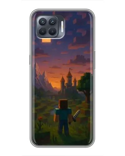 Чехол для OPPO Reno 4 Lite с картинкой «Стив у башни» Чехол для OPPO Reno 4 Lite с картинкой «Стив у башни»