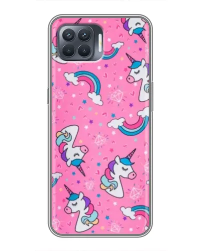 Чехол для OPPO Reno 4 Lite с картинкой «Unicorn паттерн розовый» Чехол для OPPO Reno 4 Lite с картинкой «Unicorn паттерн розовый»