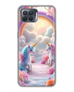 Чехол для OPPO Reno 4 Lite с картинкой «Радуга и единороги» Чехол для OPPO Reno 4 Lite с картинкой «Радуга и единороги»