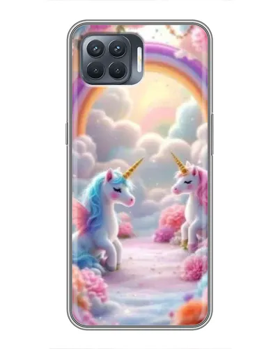 Чехол для OPPO Reno 4 Lite с картинкой «Радуга и единороги» Чехол для OPPO Reno 4 Lite с картинкой «Радуга и единороги»