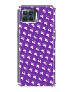 Чехол для OPPO Reno 4 Lite с картинкой «Единороги на фиолетовом»
