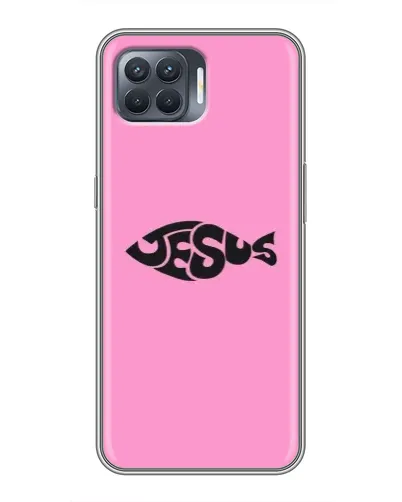 Чехол для OPPO Reno 4 Lite с картинкой «Розовый символ Jesus» Чехол для OPPO Reno 4 Lite с картинкой «Розовый символ Jesus»