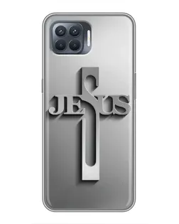 Чохол для OPPO Reno 4 Lite з картинкою «Металевий хрест Jesus»