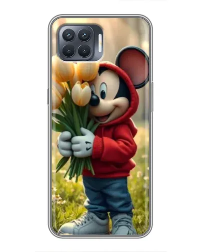Чехол для OPPO Reno 4 Lite с картинкой «Микки с тюльпанами»