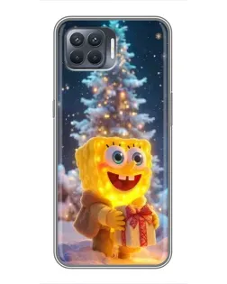 Чехол для OPPO Reno 4 Lite с картинкой «Рождественский Спанч Боб»