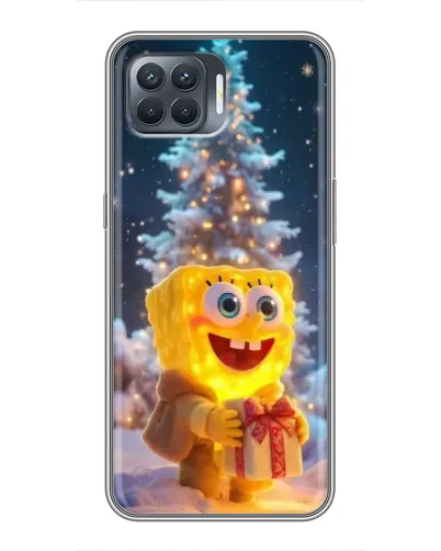 Чехол для OPPO Reno 4 Lite с картинкой «Рождественский Спанч Боб»
