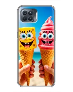 Чехол для OPPO Reno 4 Lite с картинкой «Спанч Боб мороженое»