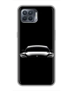 Чехол для OPPO Reno 4 Lite с картинкой «Фары Tesla Night»