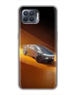 Чехол для OPPO Reno 4 Lite с картинкой «Cybertruck в пустыне»