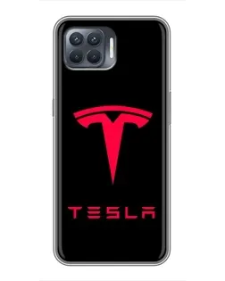 Чехол для OPPO Reno 4 Lite с картинкой «Tesla Red Logo»