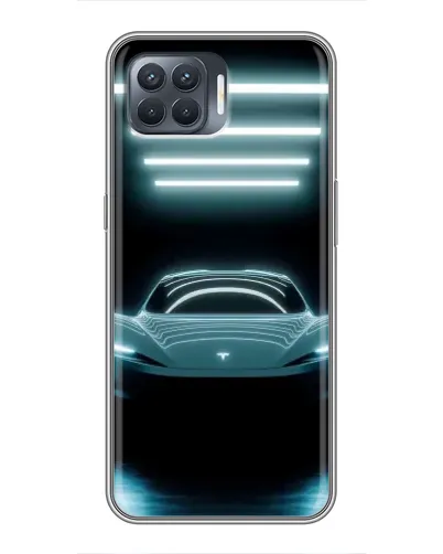 Чехол для OPPO Reno 4 Lite с картинкой «Tesla в неоне» Чехол для OPPO Reno 4 Lite с картинкой «Tesla в неоне»