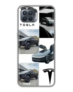 Чехол для OPPO Reno 4 Lite с картинкой «Коллаж Cybertruck Tesla»