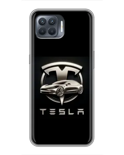 Чехол для OPPO Reno 4 Lite с картинкой «Tesla — серебристое авто» Чехол для OPPO Reno 4 Lite с картинкой «Tesla — серебристое авто»