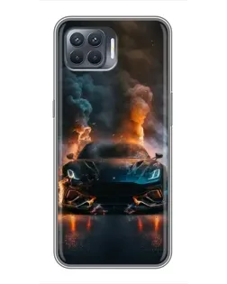 Чехол для OPPO Reno 4 Lite с картинкой «Lamborghini дымная эстетика»