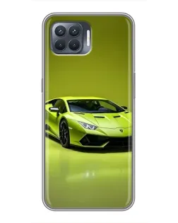 Чехол для OPPO Reno 4 Lite с картинкой «Салатовый Lamborghini Huracan»