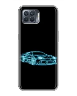 Чехол для OPPO Reno 4 Lite с картинкой «Неоновый контур Lamborghini»