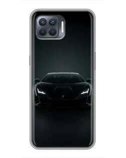 Чехол для OPPO Reno 4 Lite с картинкой «Черный Lamborghini Aventador»