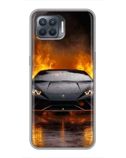 Чехол для OPPO Reno 4 Lite с картинкой «Lamborghini в огне»