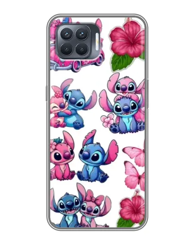 Чехол для OPPO Reno 4 Lite с картинкой «Стикеры Stitch и Angel»