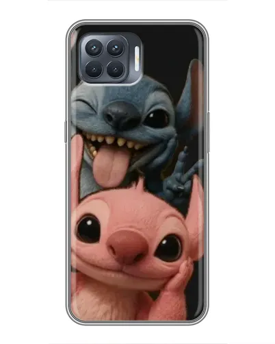 Чехол для OPPO Reno 4 Lite с картинкой «Стич и Ангел»