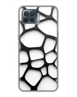 Чохол для OPPO Reno 4 Lite з картинкою «Біла об'ємна сітка»