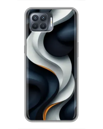 Чехол для OPPO Reno 4 Lite с картинкой «Объемные черно-белые ленты» Чехол для OPPO Reno 4 Lite с картинкой «Объемные черно-белые ленты»