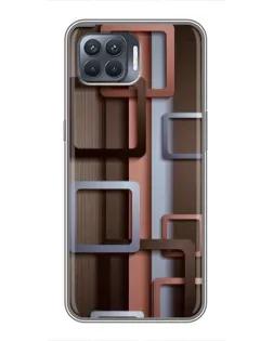 Чохол для OPPO Reno 4 Lite з картинкою «Коричневі об'ємні квадрати»
