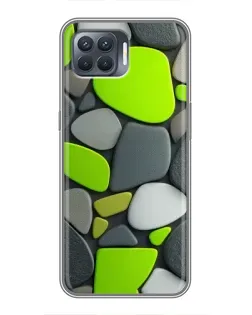 Чехол для OPPO Reno 4 Lite с картинкой «Яркая неоновая галька»