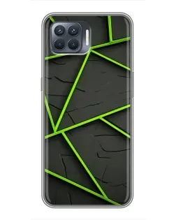 Чехол для OPPO Reno 4 Lite с картинкой «Зеленые геометрические линии»