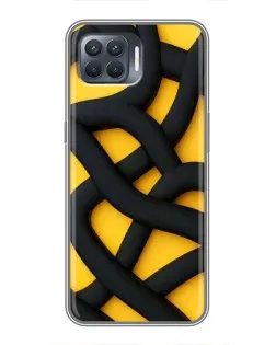 Чехол для OPPO Reno 4 Lite с картинкой «Черное желтое переплетение»