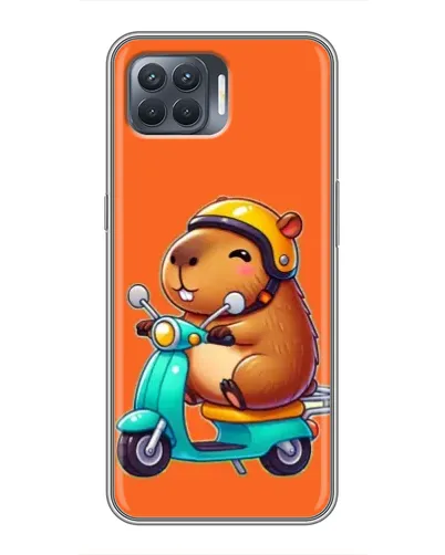 Чехол для OPPO Reno 4 Lite с картинкой «Капибара на скутере»