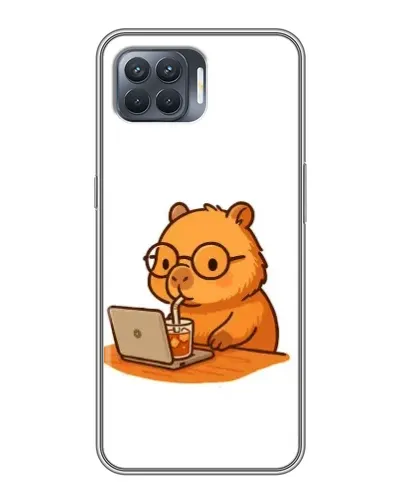 Чехол для OPPO Reno 4 Lite с картинкой «Капибара с ноутбуком»