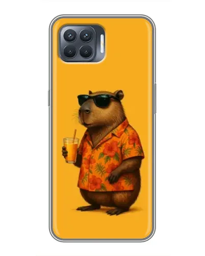 Чехол для OPPO Reno 4 Lite с картинкой «Капибара на отдыхе»